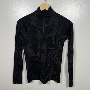 Athleta Momentum Seamless Half Zip Size Small Black Brown Running Workout Hiking